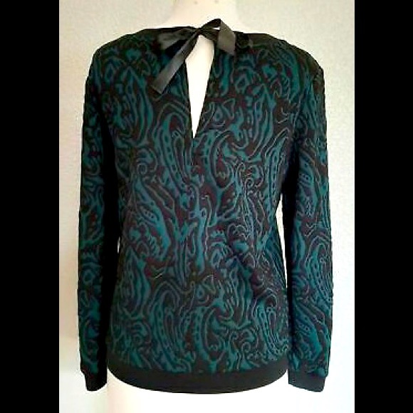 Nordstrom Hinge Sweater Size S Tie on Back Neck Textured Top casual - Picture 4 of 15